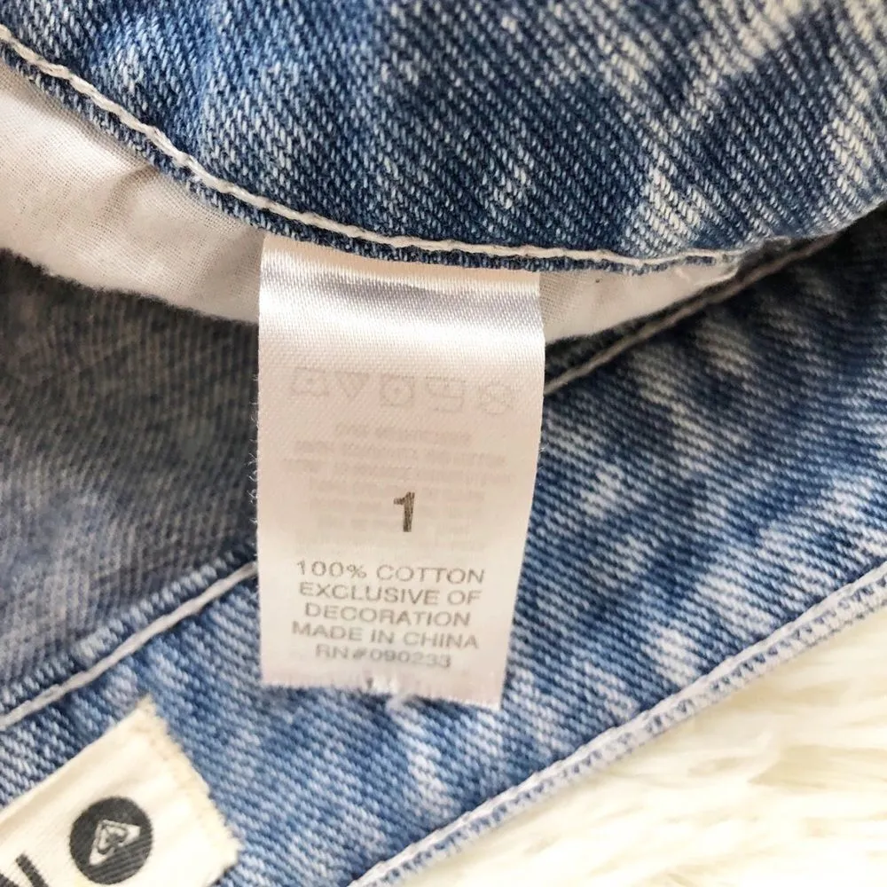 Roxy Light Pink Lace Front Acid Wash High Waisted High Rise Jean Shorts Size 1 - Image 7