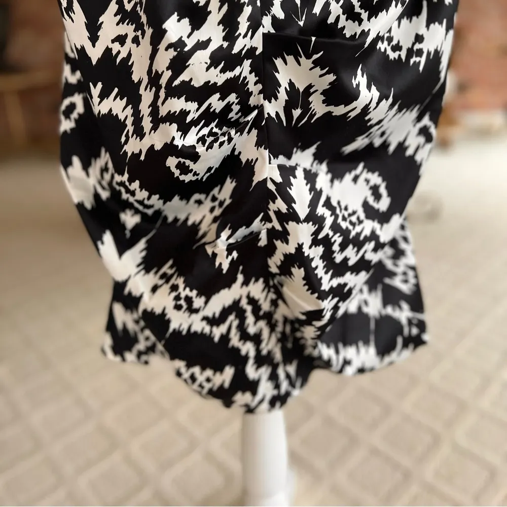 NWT Nicole by Nicole Miller Dress Ruched Halter Satin Black White 10 Cocktail - Image 10