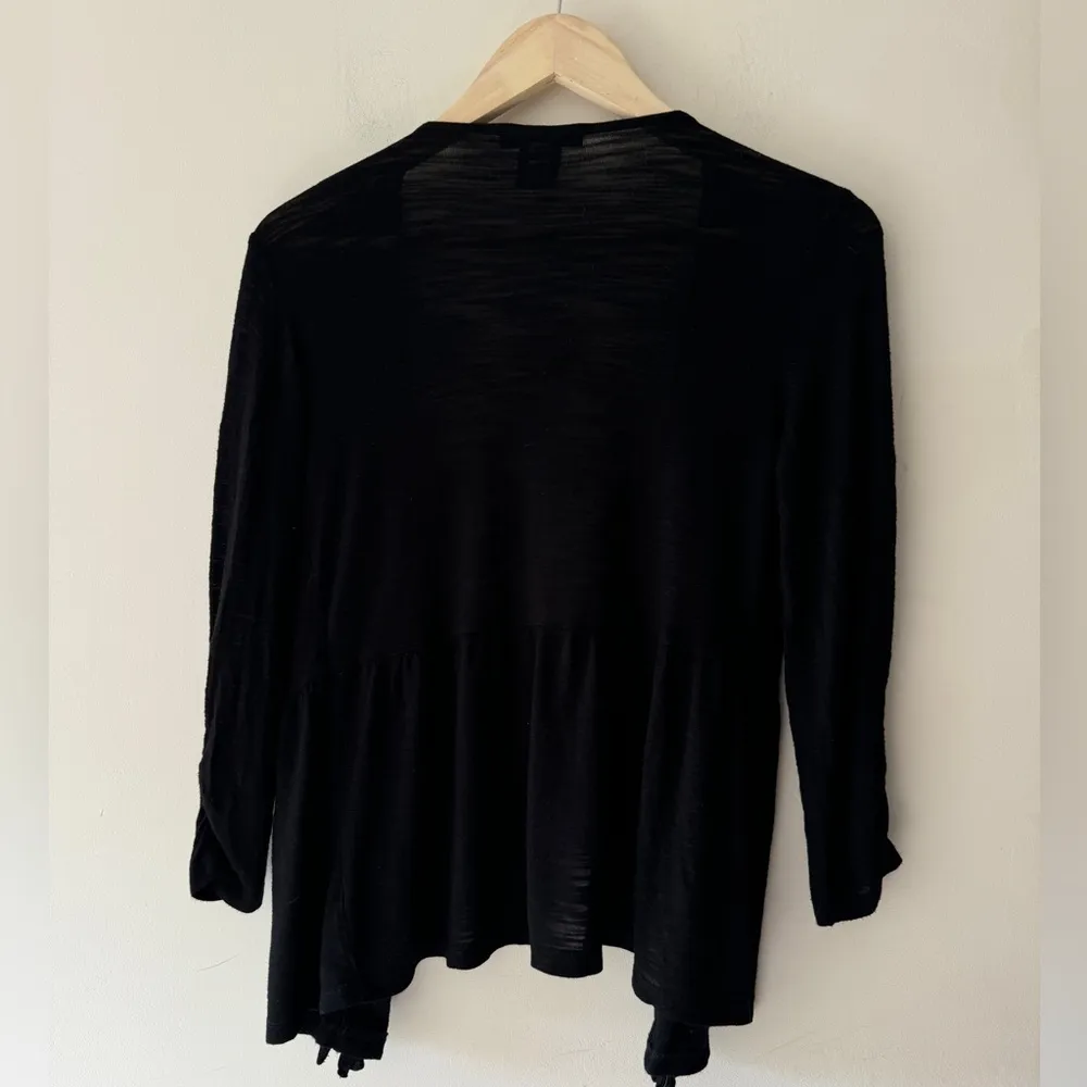 Willi Smith Black Ruffle Open Cardigan - Image 3