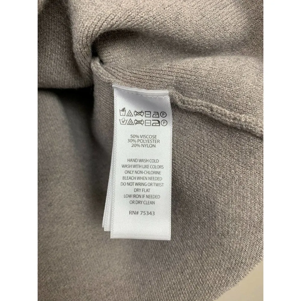 Cynthia Rowley Polka Dot Cuff Pullover Sweater Soft Stretchy Taupe - Image 3