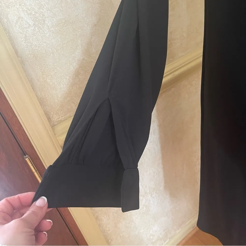 Zara Collection Asymmetric Collar Midi Dress Black Goth Grunge Whimsigoth S - Image 8