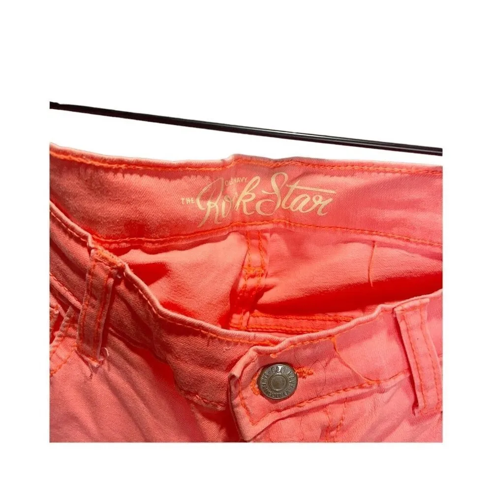 Rockstar Jeans Size 6S Neon Orange 5 Pocket Stretch Tapered Leg - Image 3