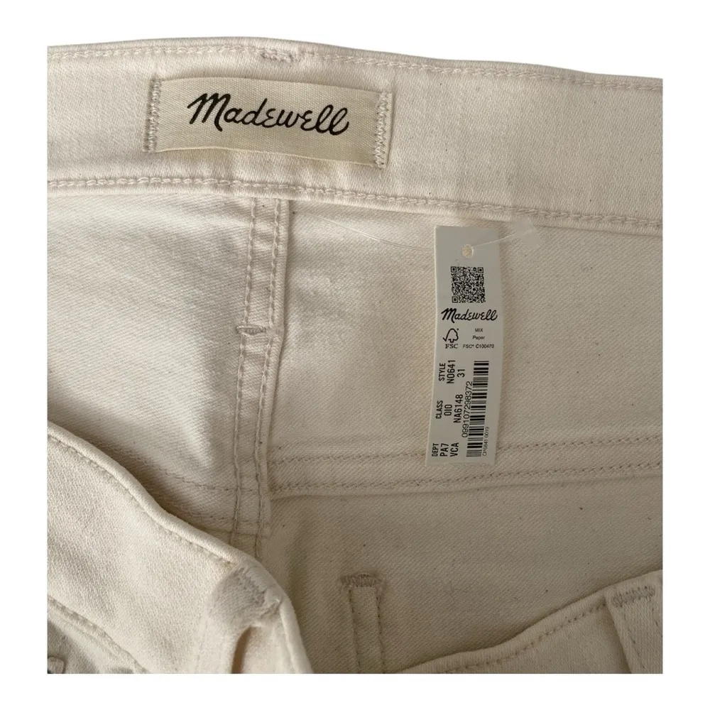 Madewell Kick Out Flare Jeans Size 31 NWT Ecru beige Raw Hem Full Length - Image 7