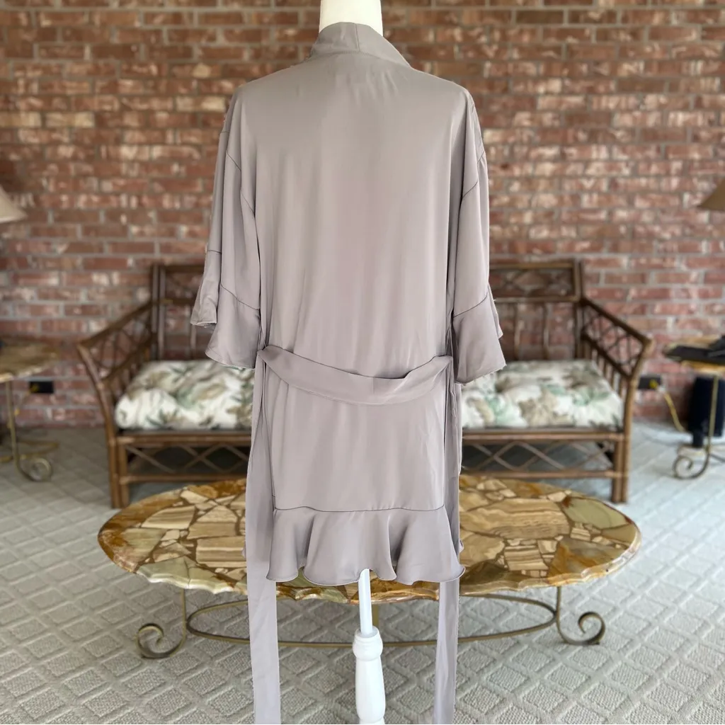Birdy Grey Kenny Robe Grey Ruffle Kimono Sleeve Belted XS/X Bridal Party - Image 8