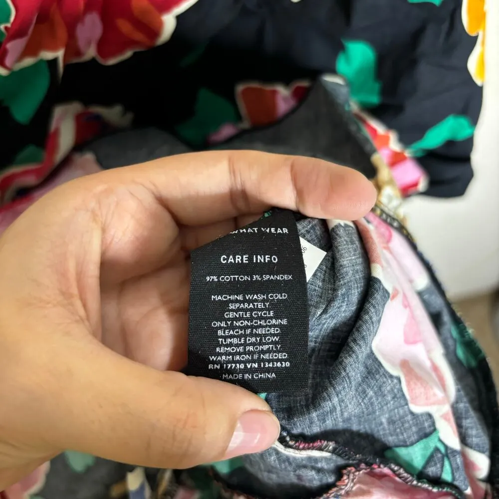 Who What Wear Black Island Floral Off the Shoulder Spaghetti Strap Dress Sz S - Image 6