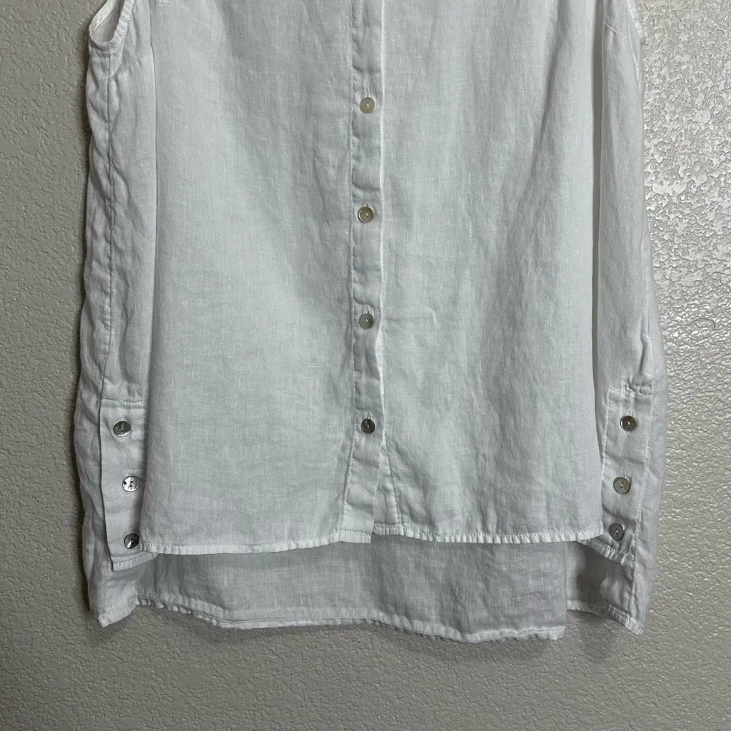 Jones New York 100% Linen White Sleeveless Button Down Tunic Top, Size XL - Image 3