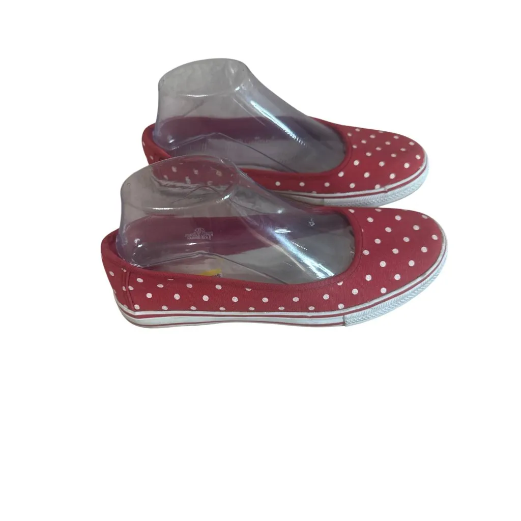 Ellemenno Size 8 Red & White Polka Dot Summer Canvas Slip - Image 6