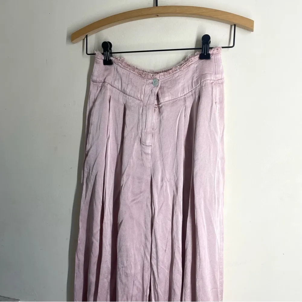 Raquel Allegra Silk Satin Cami Wide Leg Trouser Set Dusty Rose size XS Pink - Image 9