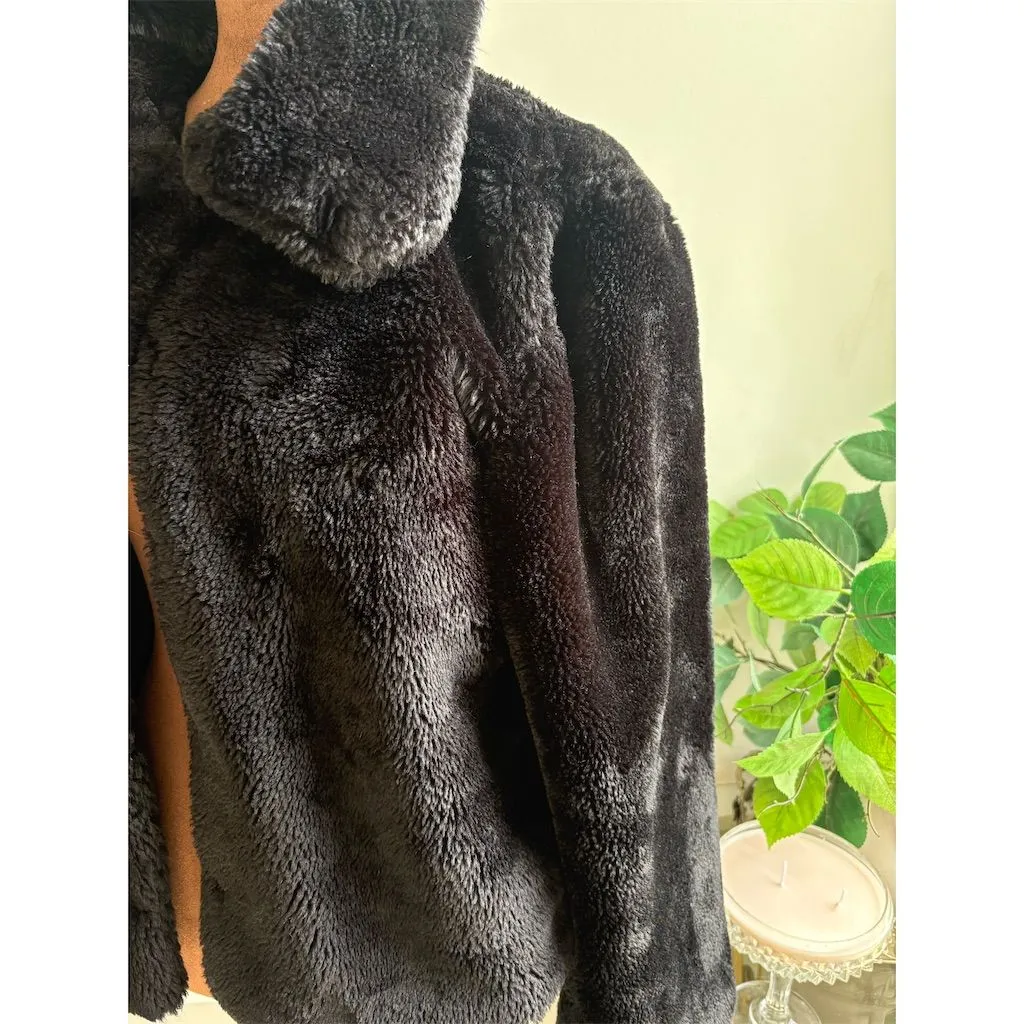 Charlie Holiday Women's Black Faux Fur‎ Jacket Size 6 - Image 2