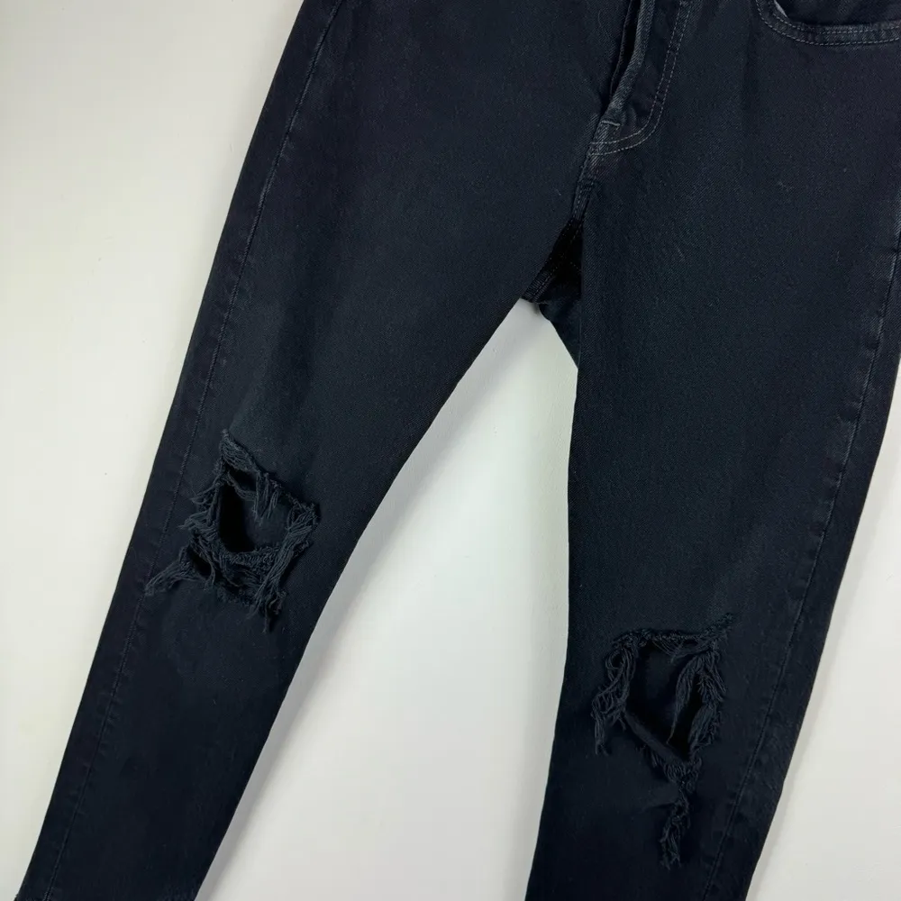 Levi’s 501 S Skinny Premium Denim Jeans Sz 24 Black Denim Distressed Raw Hem - Image 10