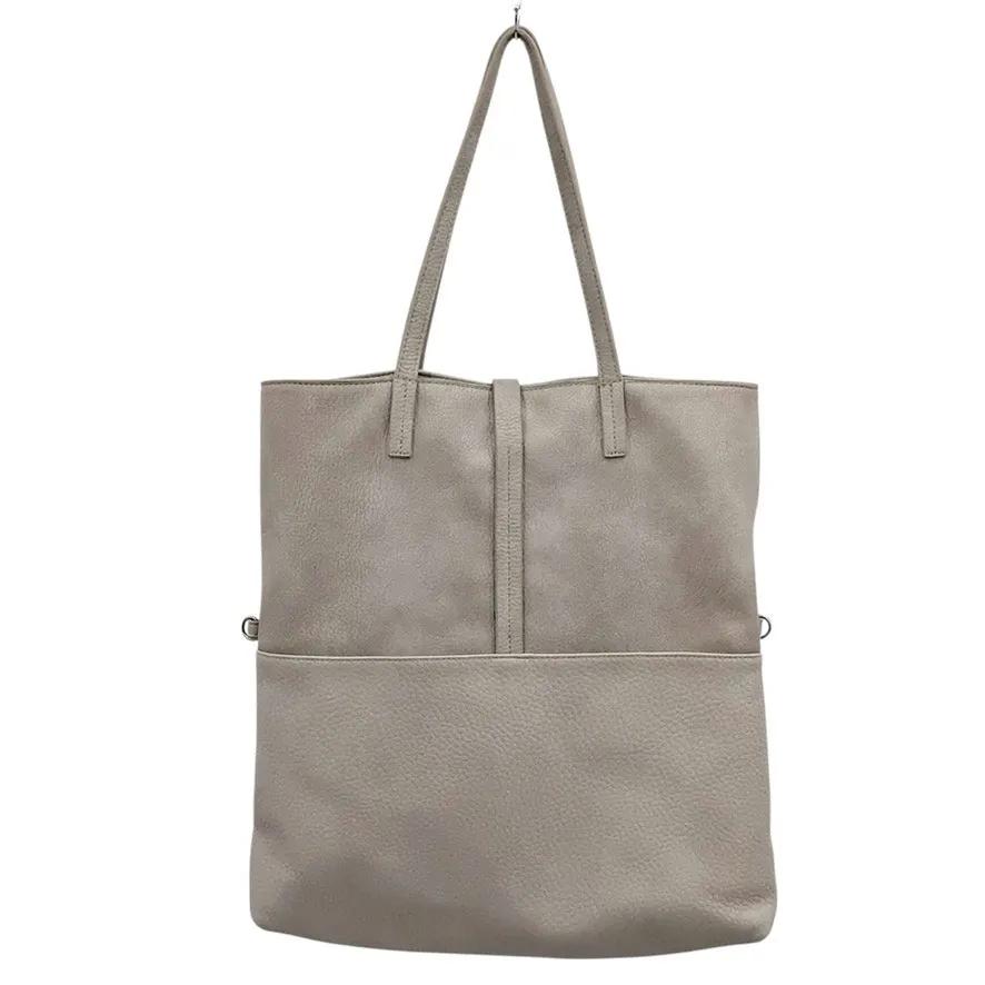 Moda Luxe Tote Shoulder Bag Pebbled Leather Suede Tan Beige - Image 4