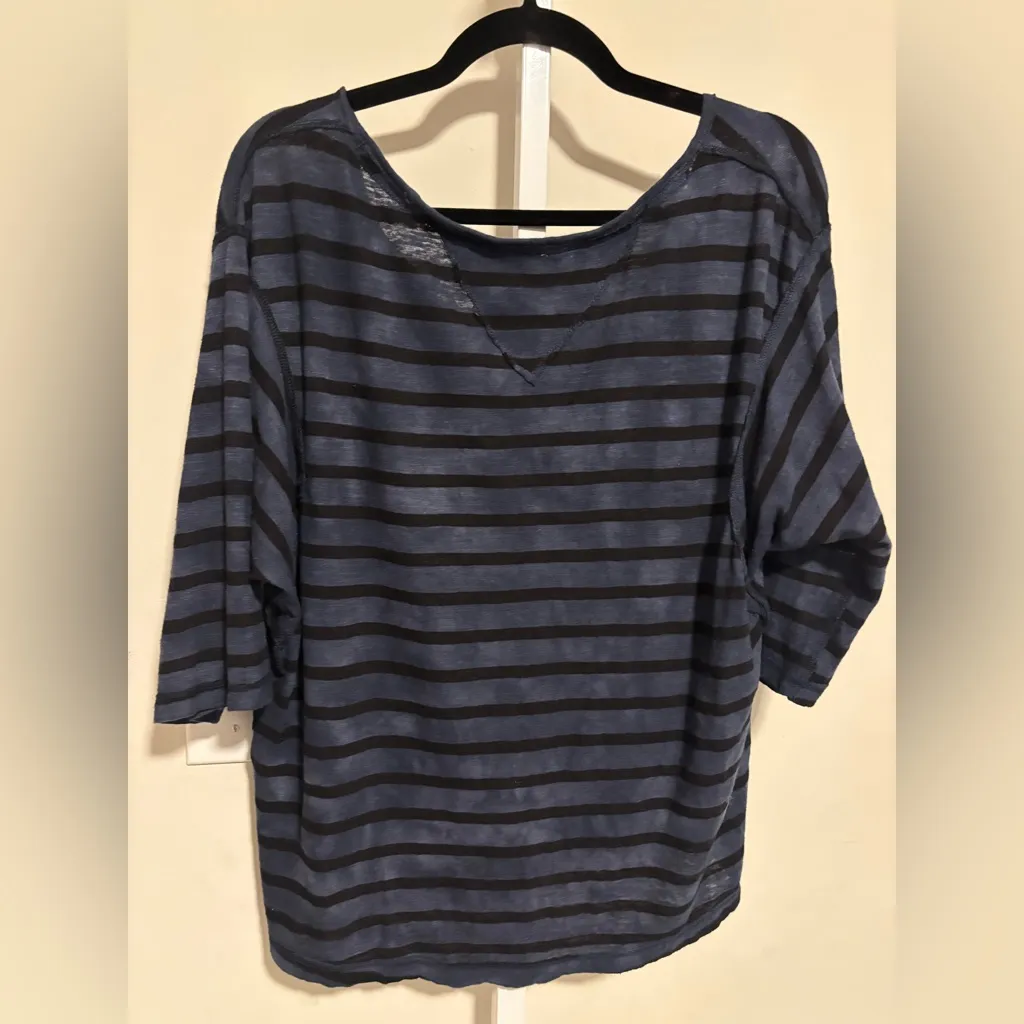 We The Free Navy and Black Striped V-Neck - Image 4