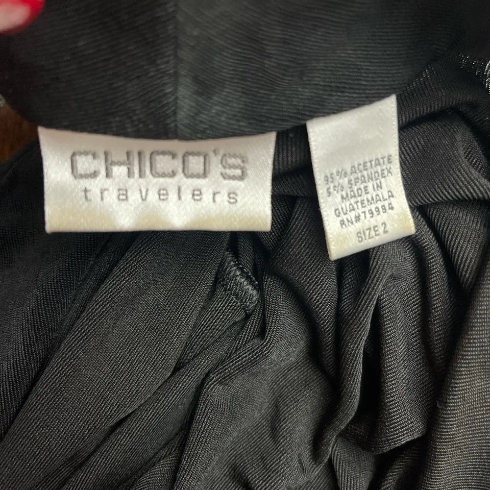 Chicos Travelers Women’s Cardigan Size 2 Black Stretch Open Front Slinky - Image 5