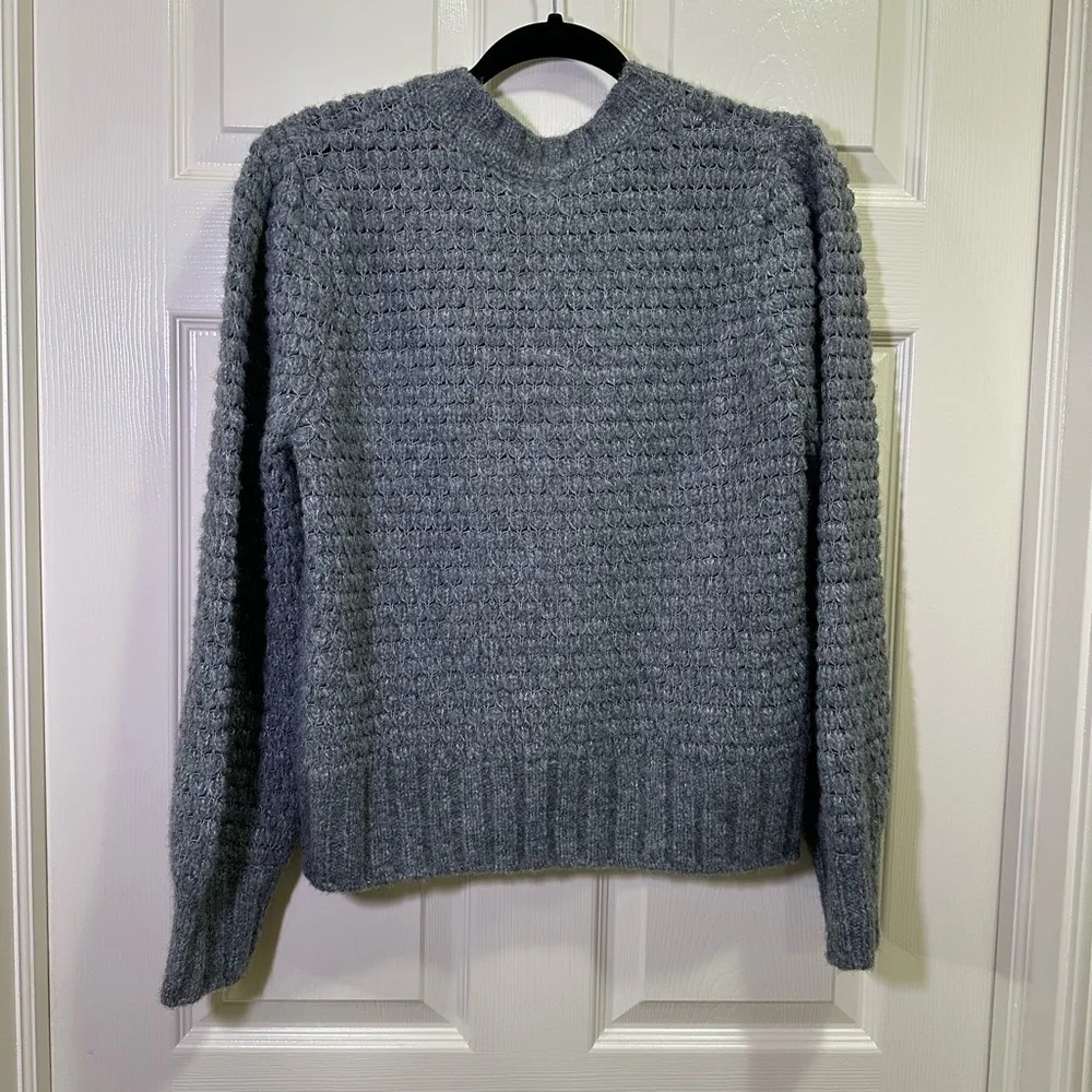Vineyard Vines Popcorn Stitch Sweater Women Large Blouson Sleeve Gray Wool Blend - Image 6