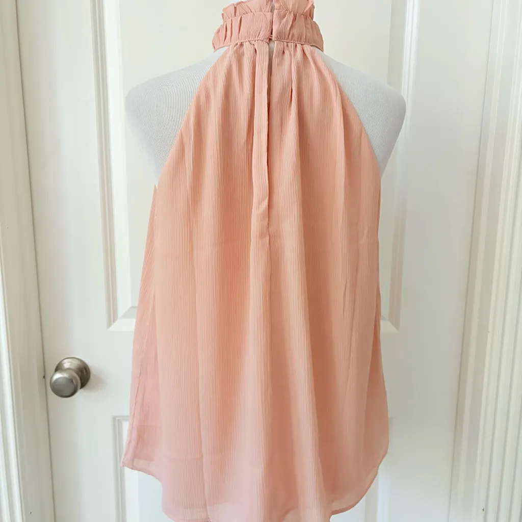 H&M Blush Halter Ruffle Neck Blouse Sm - Image 3