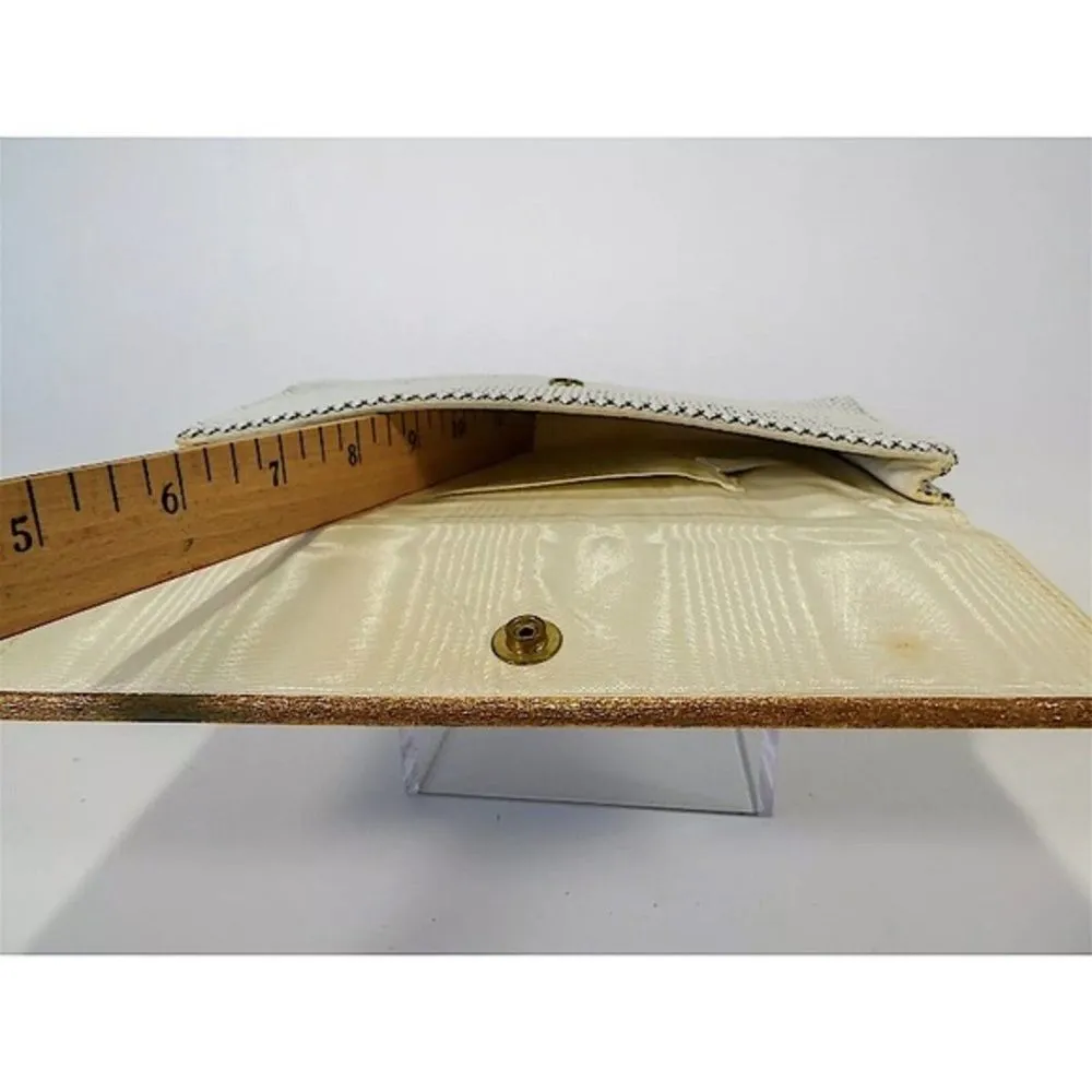 WHITING & DAVIS 1940’s Cream Metallic Mesh Clutch - Image 6