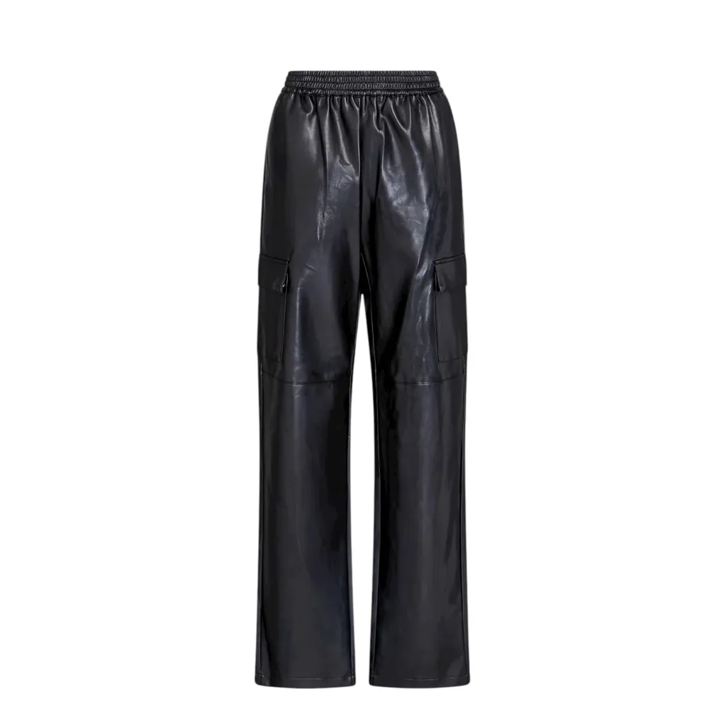 NICHOLAS Edwina Faux Leather Cargo Pants, Black, 0 (US) Black - Image 5