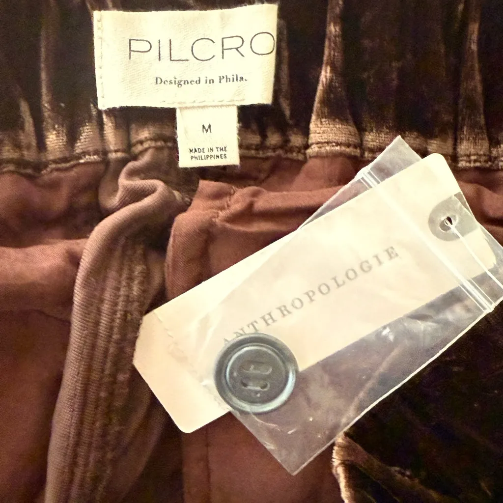 ANTHROPOLOGIE Pilcro Slim Velvet Beach Cargo Pants Chocolate Size M NEW - Image 8