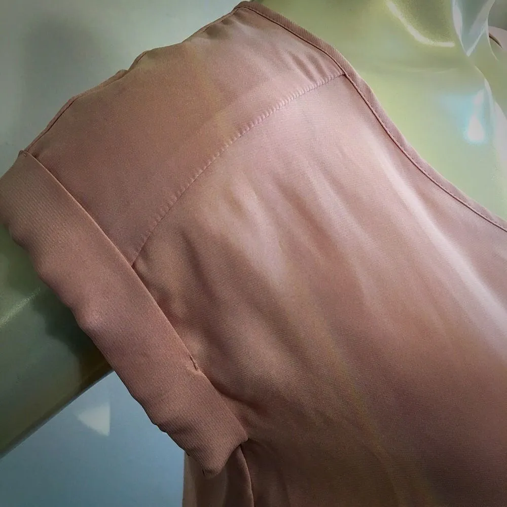 EXPRESS Blush pink Rolled sleeve Silky spandex top - Image 2
