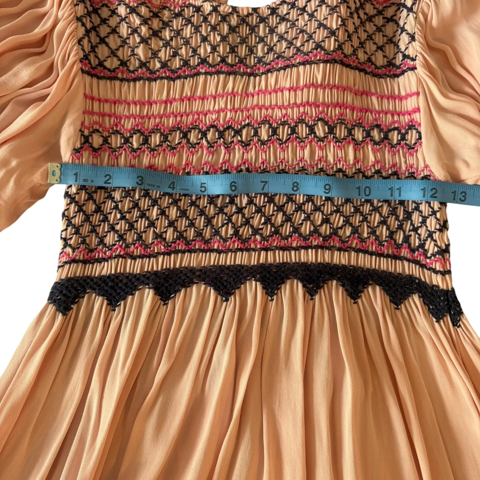 Free People‎ Late Night Picnic Dress. Pink babydoll. Embroidered. Flowy. Medium. - Image 7