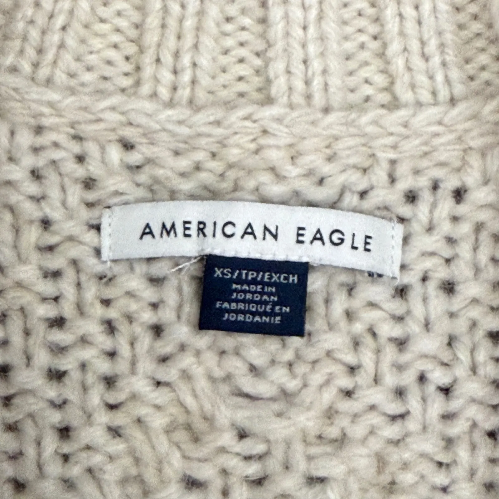 American Eagle Cable Knit Sweater Womens XS Ivory Cream Textured Pullover - Image 2