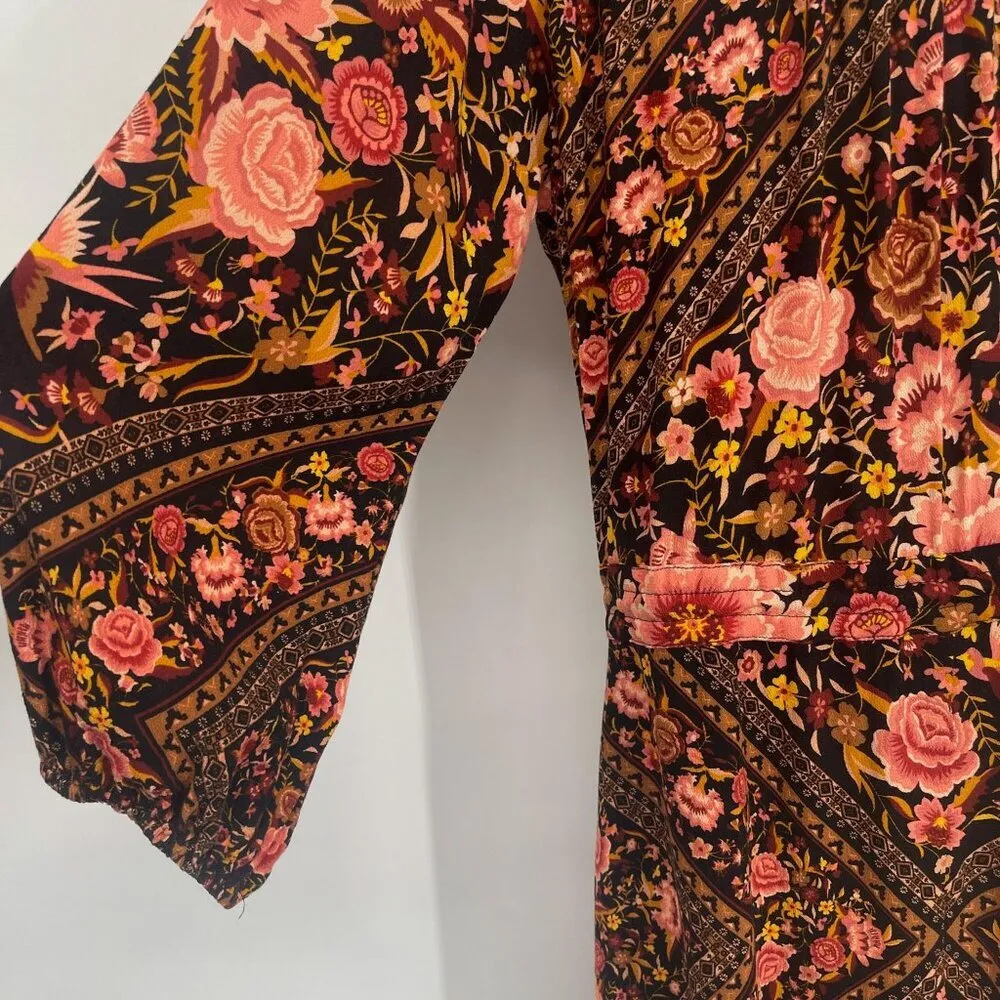 Spell & The Gypsy Collective Babushka Printed Maxi Gown Dress Babs Floral FP Black Size L - Image 11