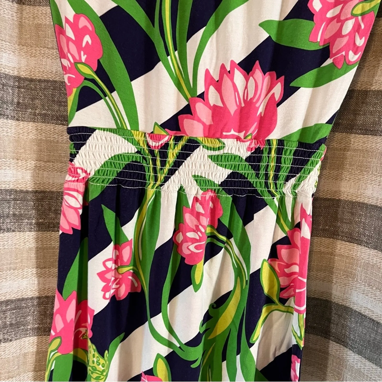 Lily Pulitzer Blue And White Lotus Flower Frog‎ Dress Size. XS - Image 6