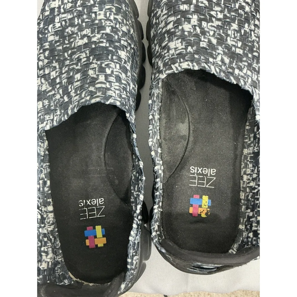 Womans Zee Alexis Stella Size 9 Black White Slip On Woven Lightweight Sneakers - Image 5