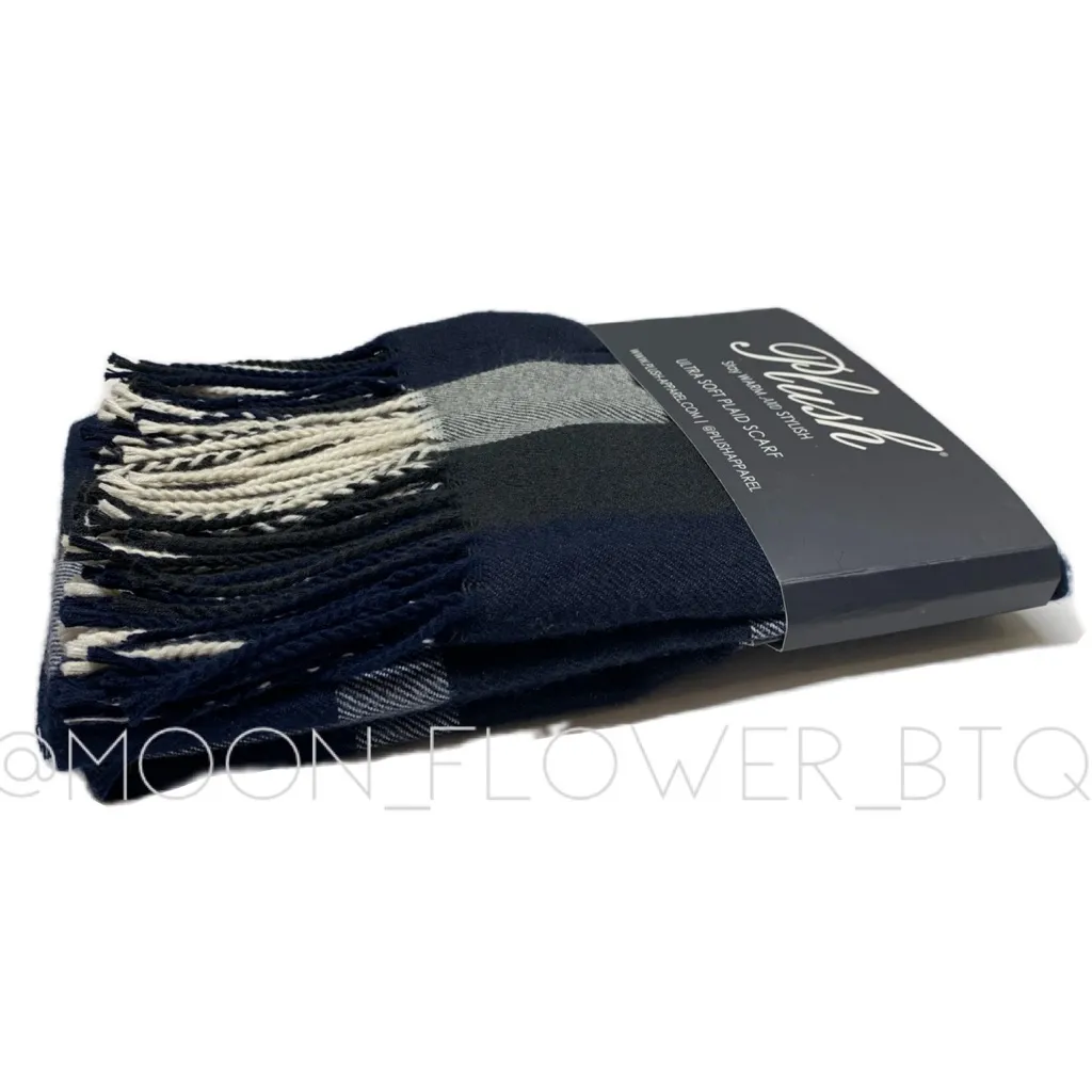 Plush Apparel Ultra Soft Plaid Scarf Blue - Image 4