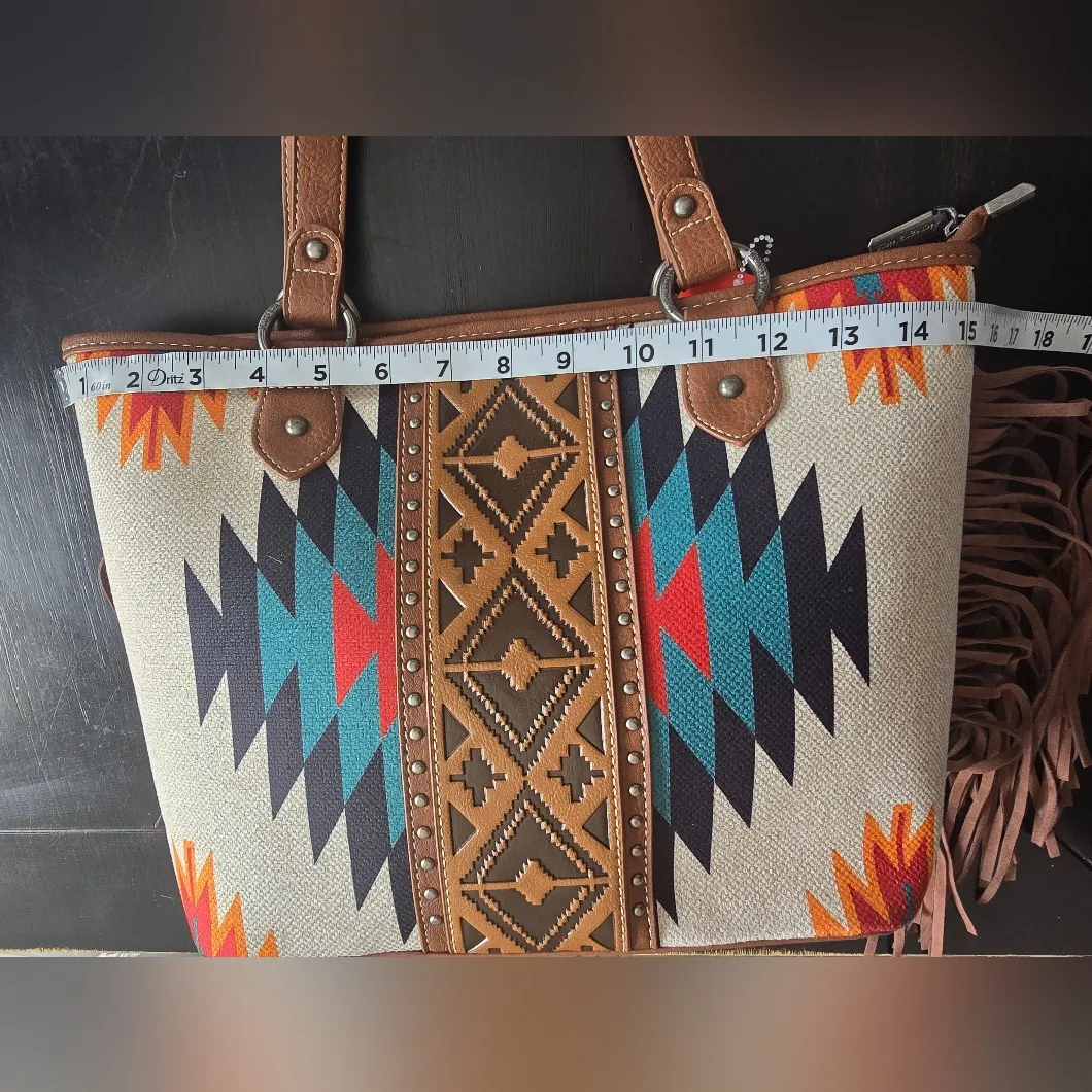 Western Aztec Tapestry‎ Concealed Tribal Carry Tote Bag Ivory - Image 10