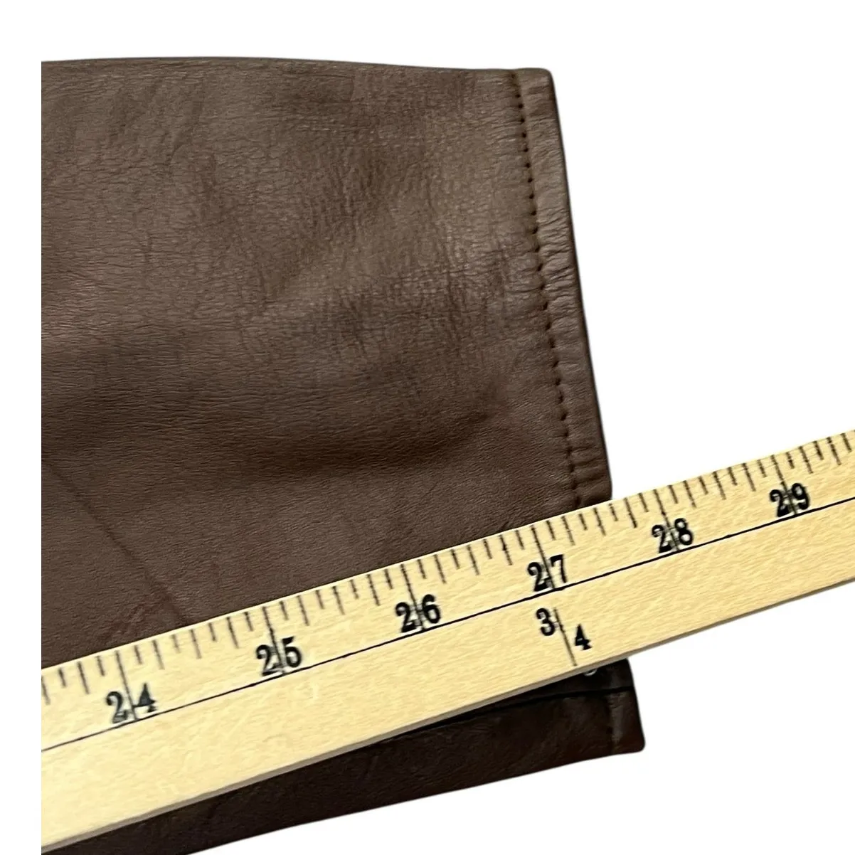 Vintage 90s Charles Klein Leather Pants S Chocolate Brown High Rise Retro Moto - Image 11