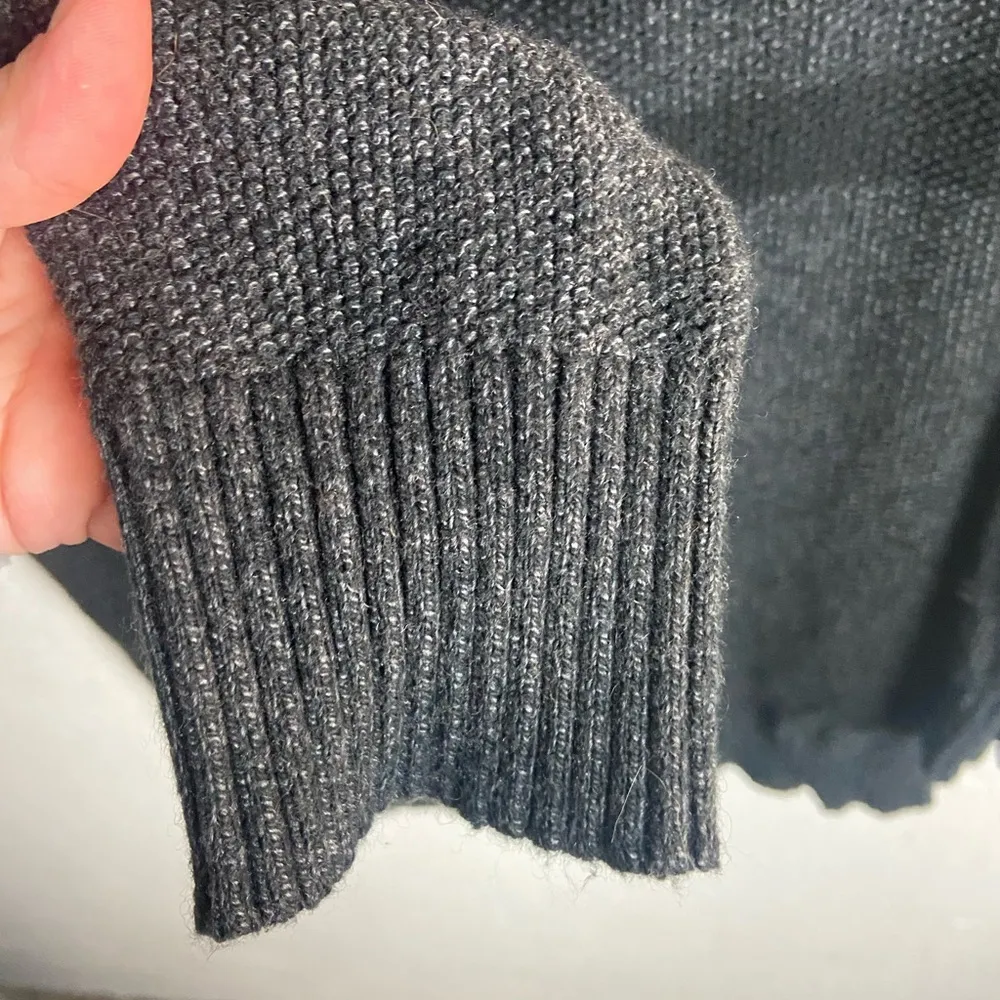 American Eagle Women’s Size Large Hooded Sweater Wool Black Grey Slouchy Knit - Image 6