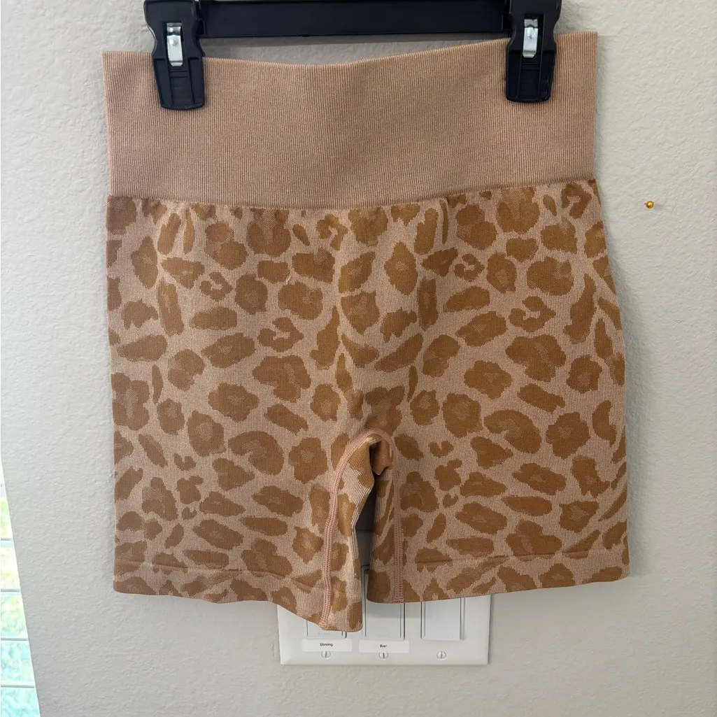 Marshalls Tan Leopard Print Bike Shorts - Image 2