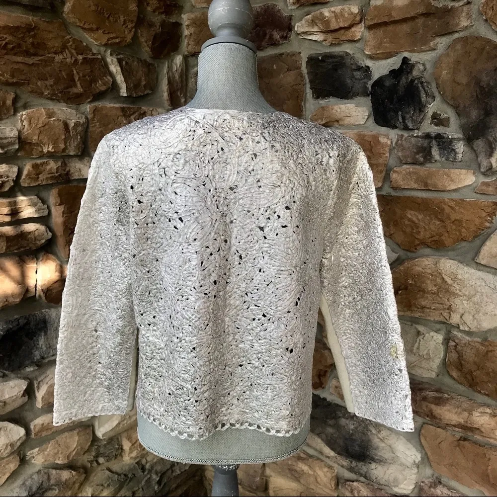 Nic & Zoe Shimmered Metallic Lace Jacket - Image 7
