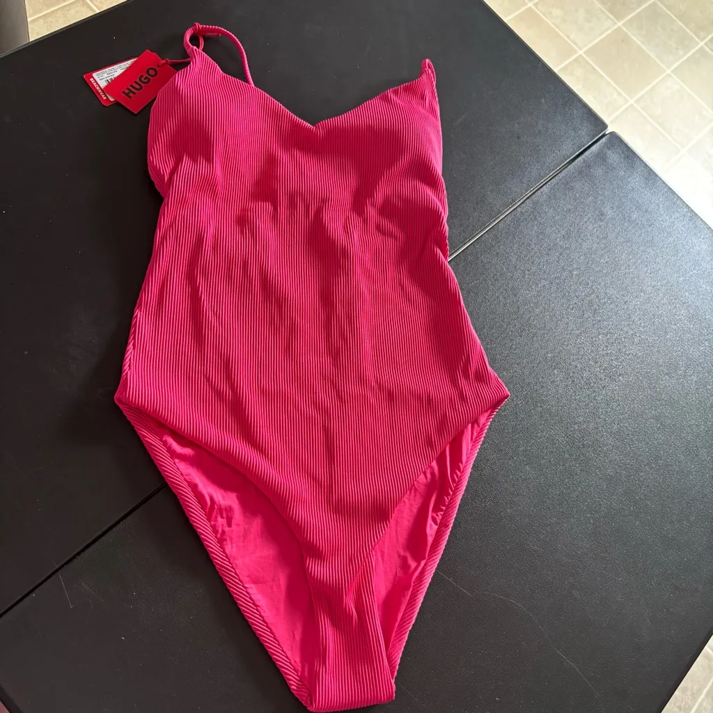 Hugo Boss Pink One-Piece Swimsuit - Image 5
