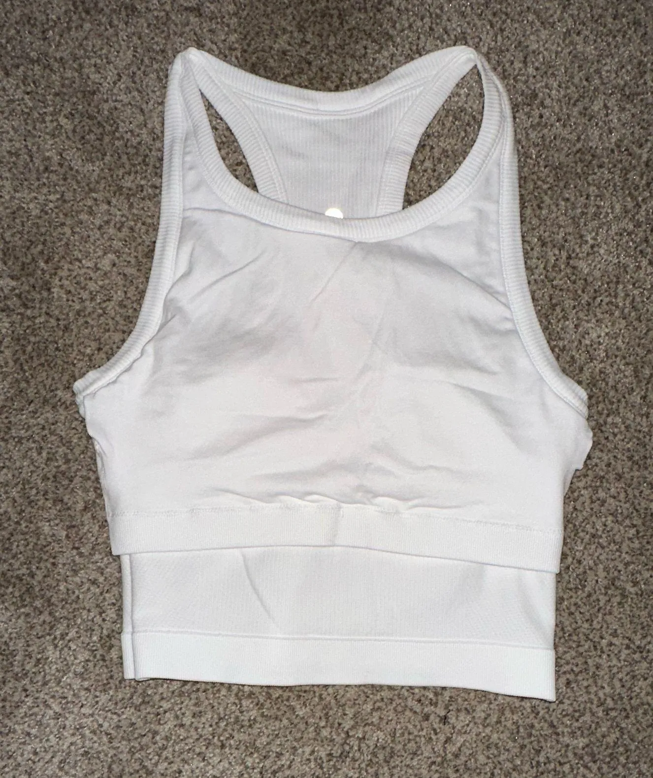 White Athletic Top with Built in Bra - Image 4