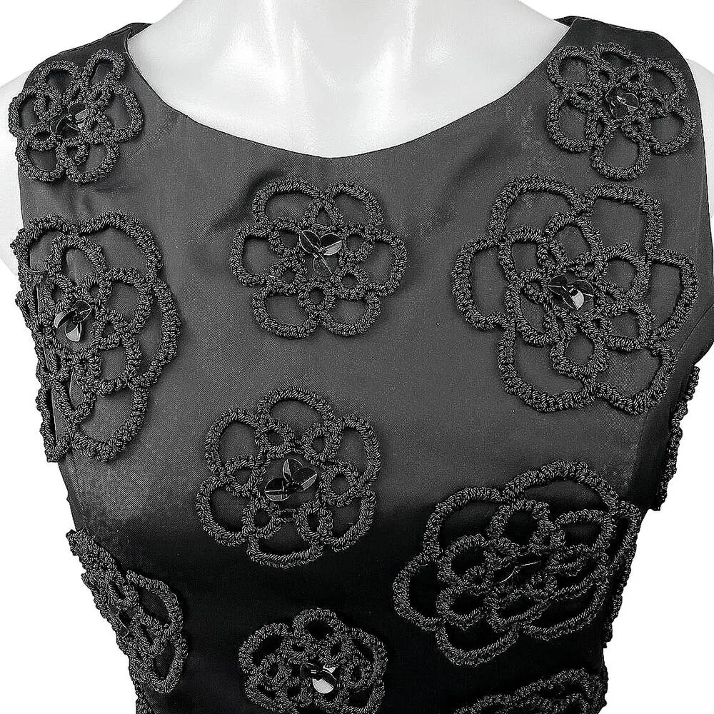 Geraldine Garcia Black Flower Sequin Beaded Embellished Crop Blouse Tank Top M Size M - Image 4