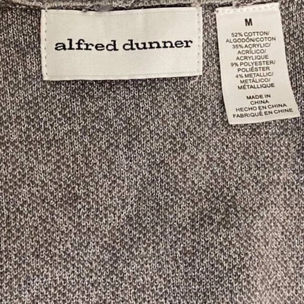 Alfred Dunner Crescent Sparkle Waterfall Cardigan Gray Silver Holiday EUC - M - Image 7