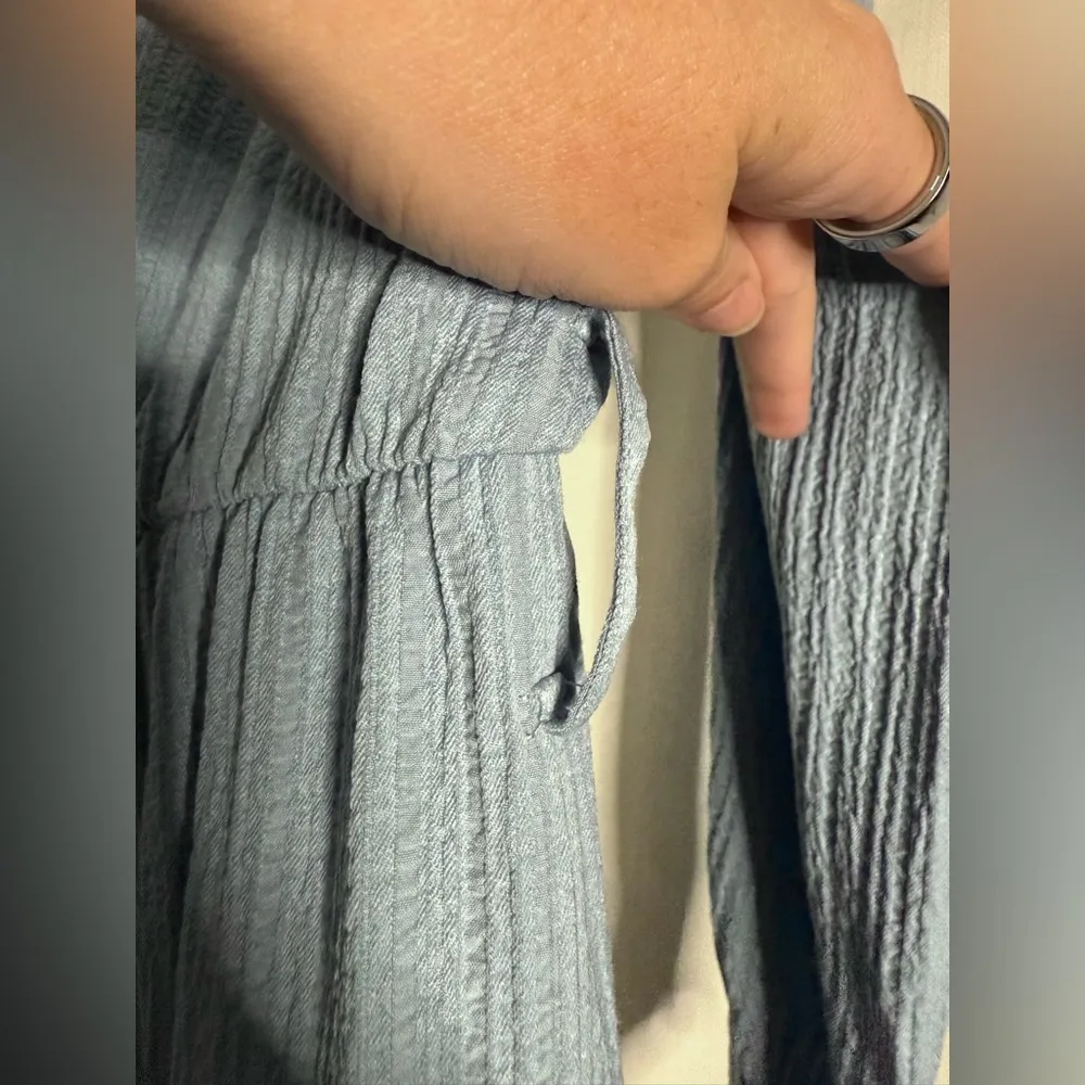 Zara Light Blue Long Sleeve Button Up Collared Dress Large - Image 5