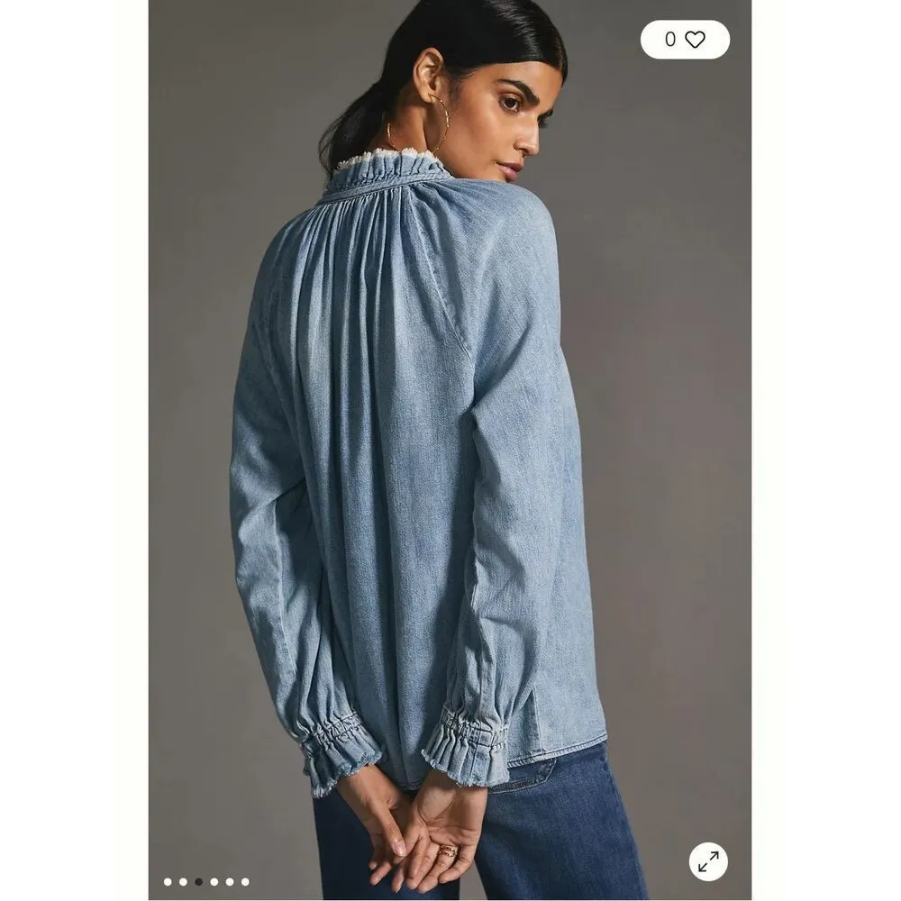 Citizens of Humanity Iris Denim Long Sleeves Blouse - Image 3