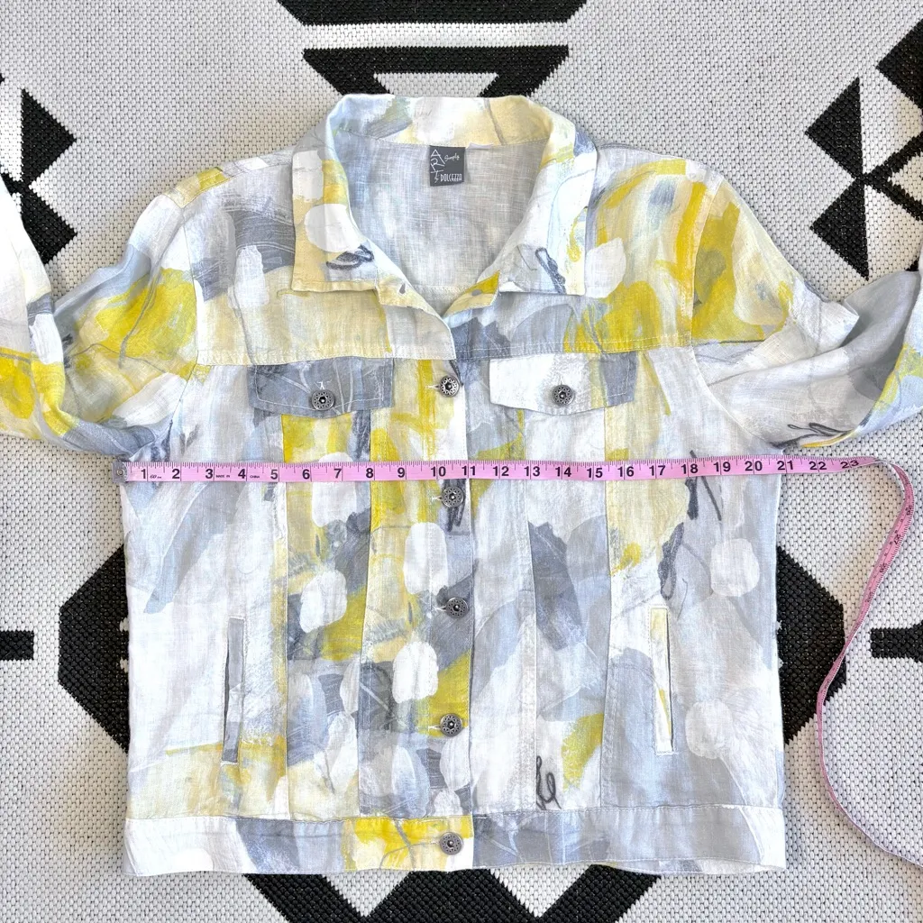 Simply Art by Dolcezza Woven Linen Bomber Jacket in Citron Mist I Medium Yellow - Image 5