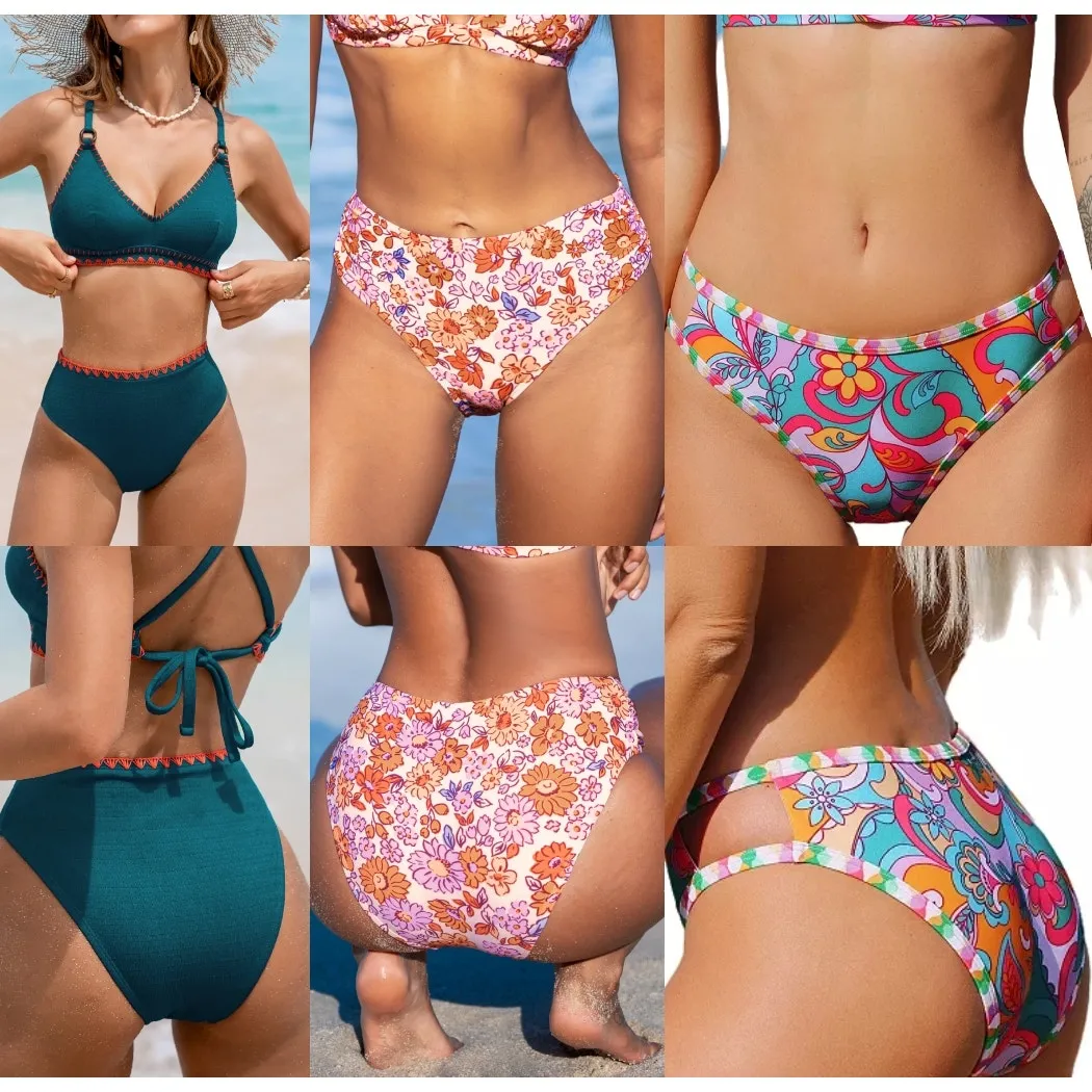 NWT Cupshe LOT OF 2 Swim Bikini Bottoms - High Waist Surf Swimsuit Bundle Size M - Image 2