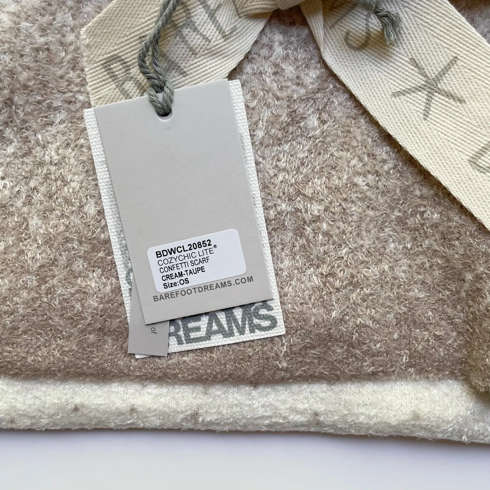 Barefoot Dreams Confetti Scarf Cozychic Lite Cream Taupe NEW - Image 3