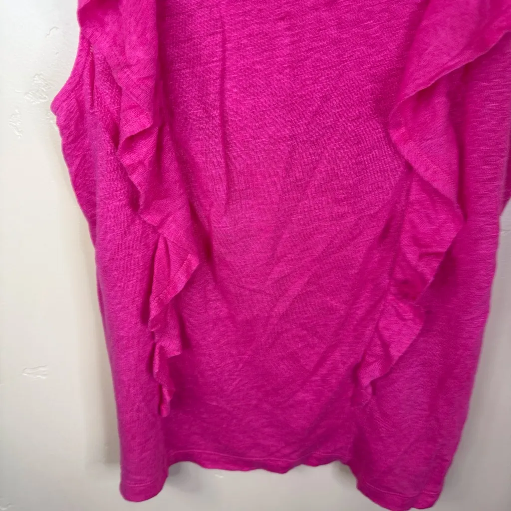 J.Crew Womens Ruffled Hot Pink Linen Cap Sleeve Size Small Top Travel‎ Summer - Image 7