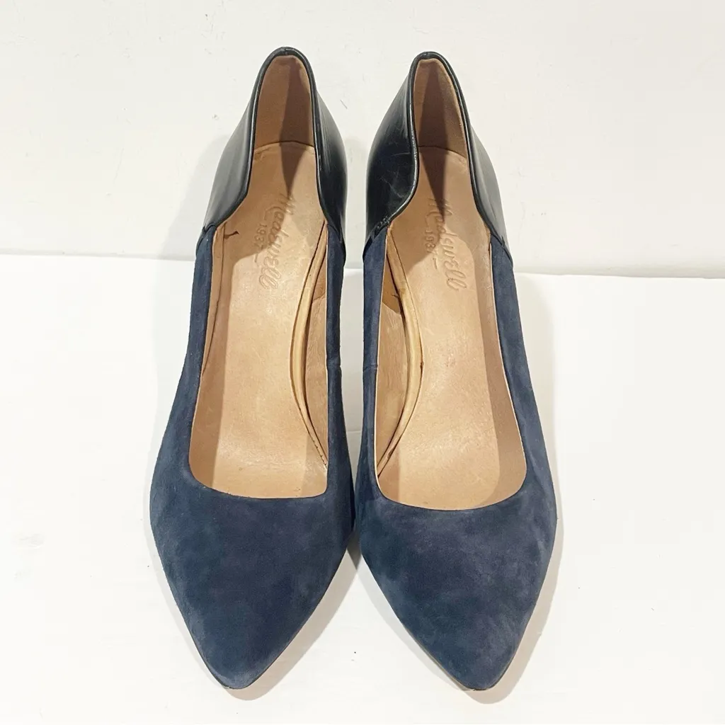 Madewell Shoes‎ Womens Black Blue Suede Heels Cocktail Dress Work Pumps Size 9.5 - Image 2