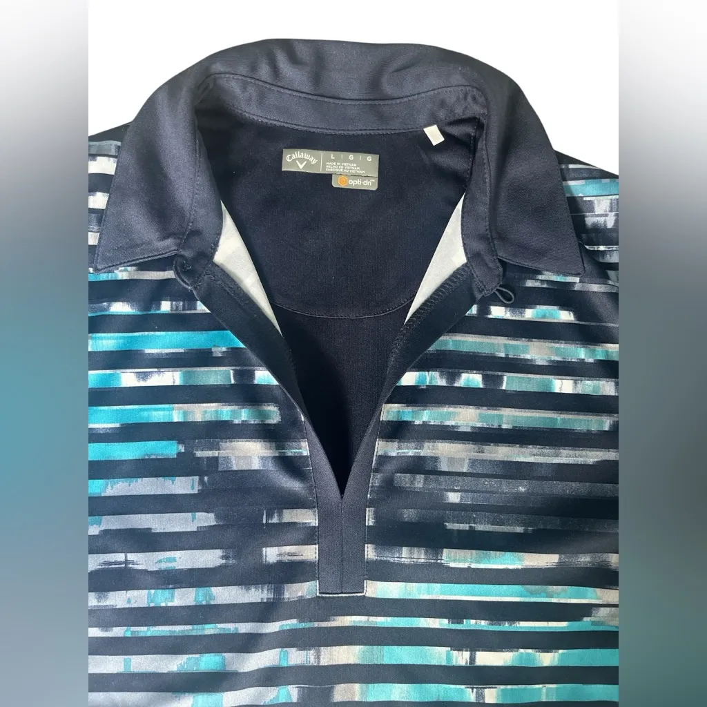 Ladies Callaway Golf Pickleball Tennis Polo Navy Print Size Large - Image 3