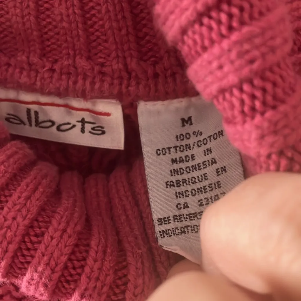 FINAL MARKDOWN Talbots Cozy dusty Pink Cable Knit Turtleneck Sweater medium - Image 4