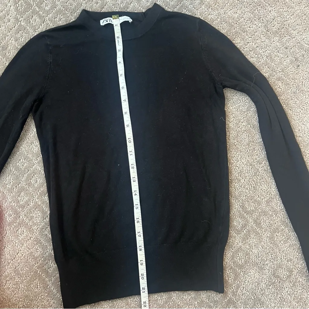 ZARA  Black Crew Neck Sweater With Button Cuff Detail Size Small - Image 9