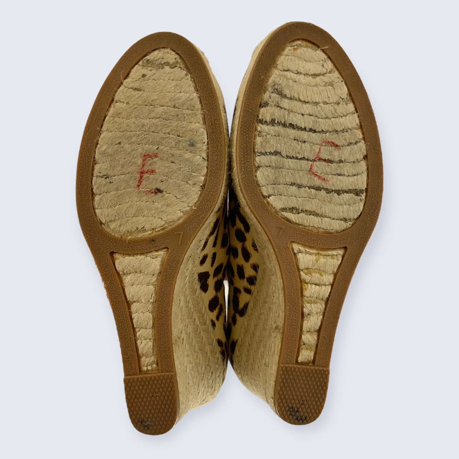 J. Crew Leopard Cheetah Spot Canvas Espadrille 3" Wedge Heel Pump F2027 7 Tan - Image 7
