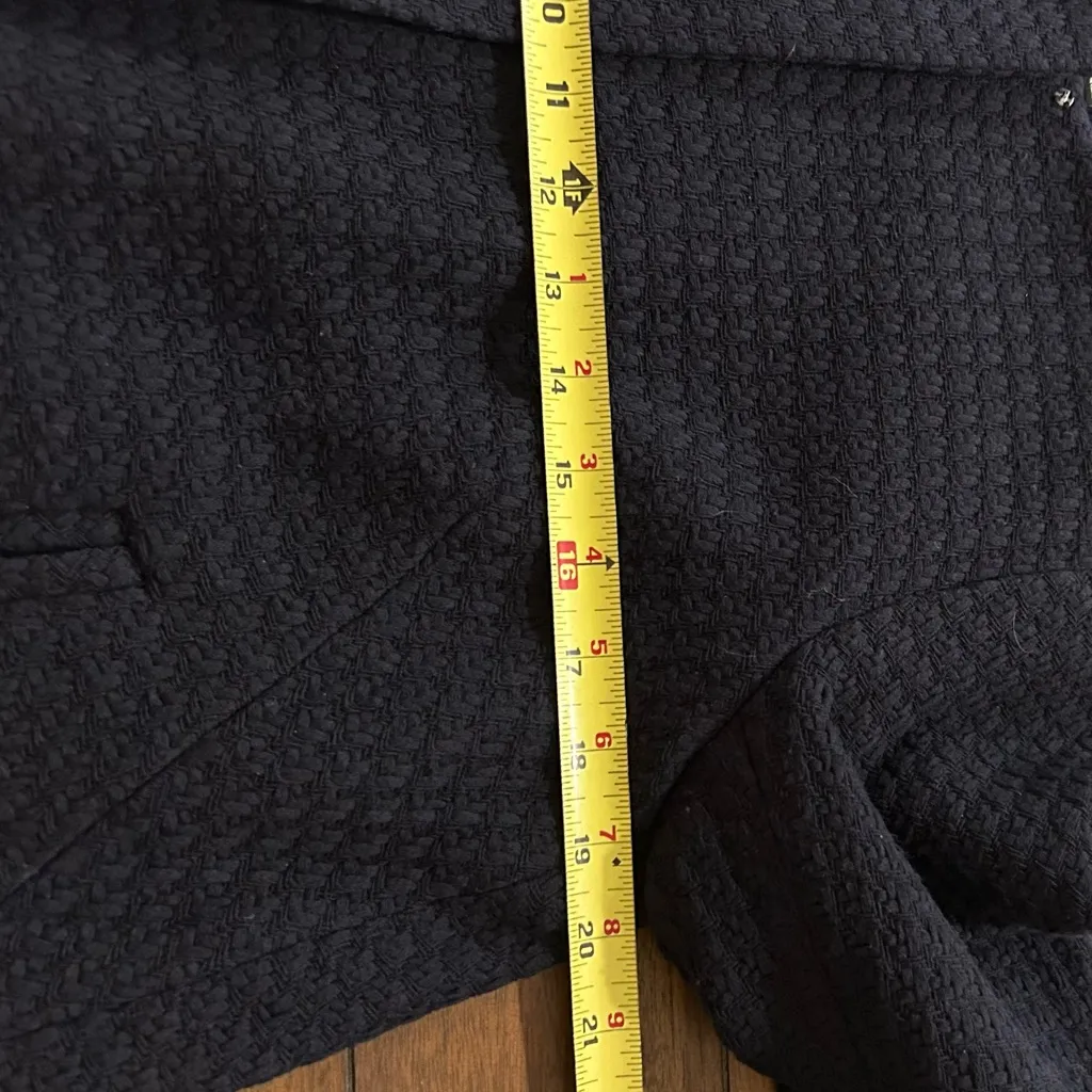 Talbots Navy Blue Cotton Woven Textured Zip Front Blazer Size 8 - Image 7